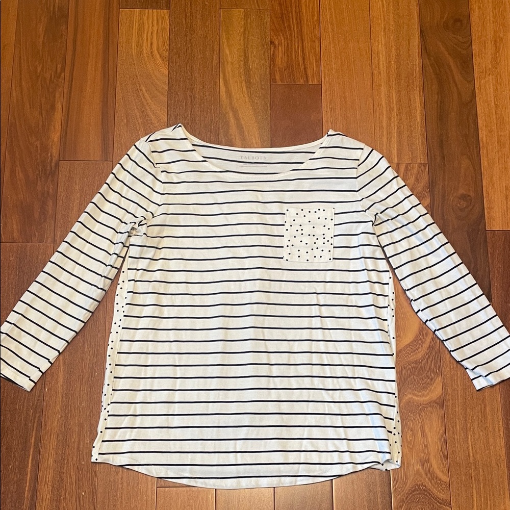 Talbots Blue and White Striped Top